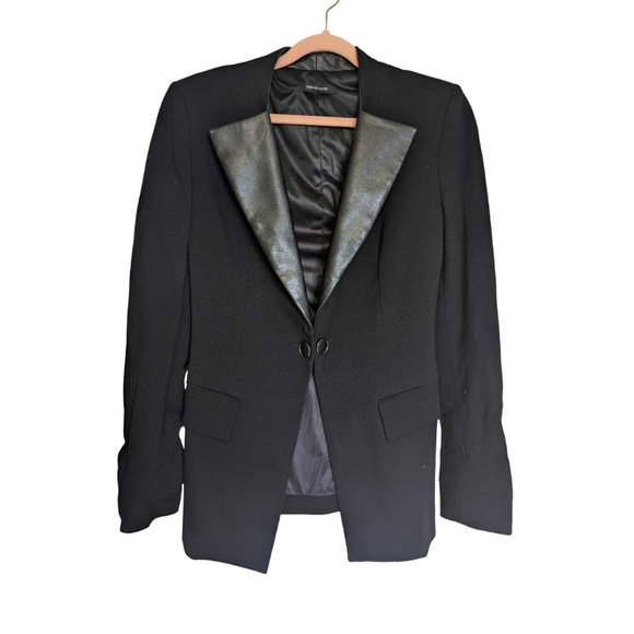 Plein Sud Jeanius Designer Luxury Two Tone Contrast Collar Black Blazer - Picture 2 of 6